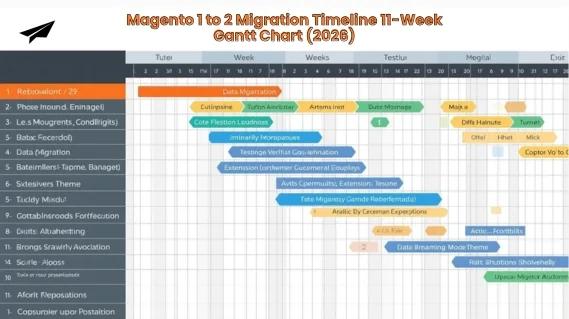 Magento 1 to 2 Migration Timeline 11-Week Gantt Chart (2026)